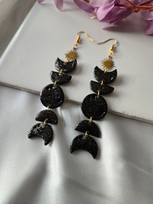 CELESTIAL MOON PHASE EARRING (BLACK)