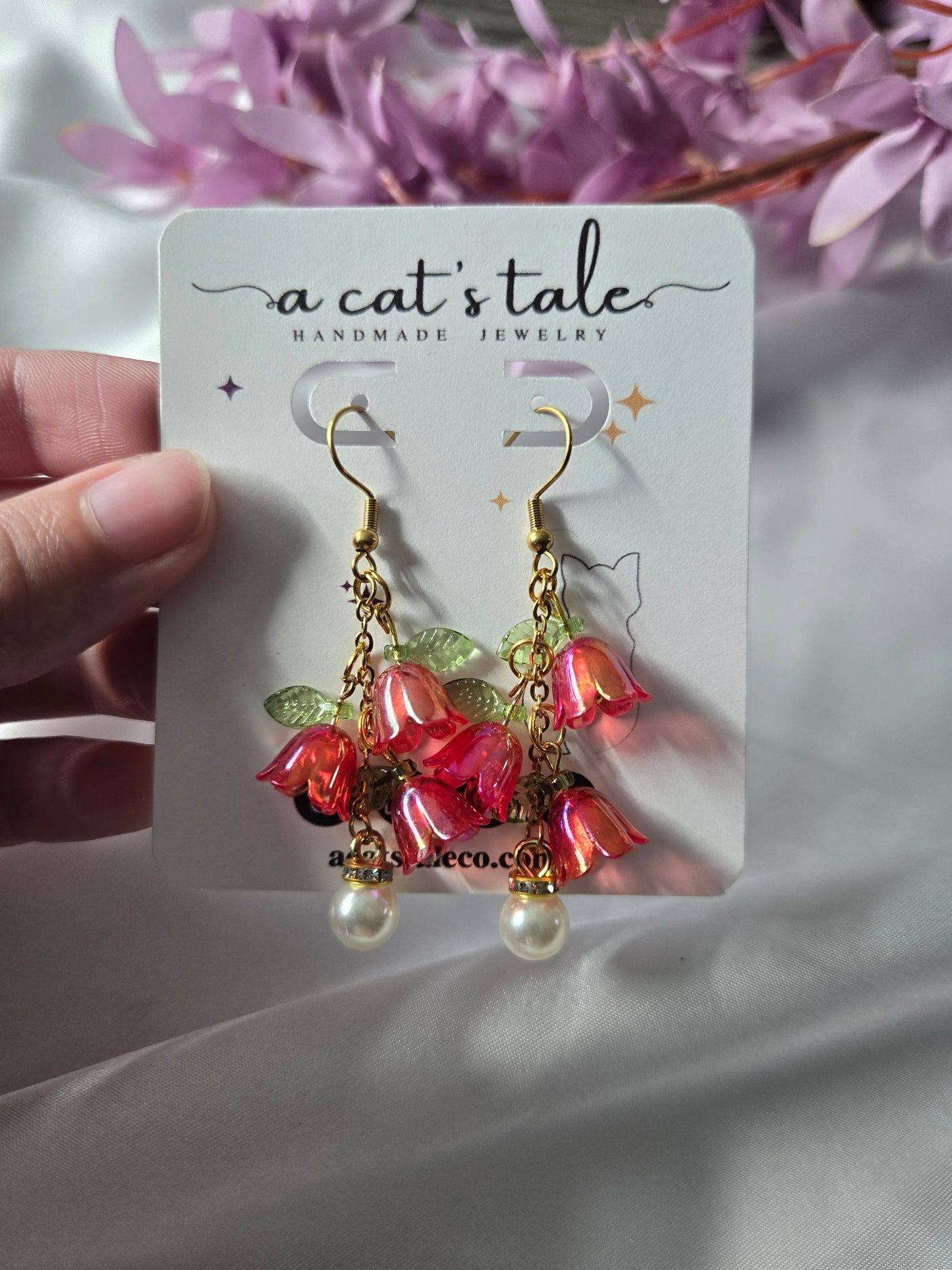 LILY OF THE VALLEY EARRINGS (RED)