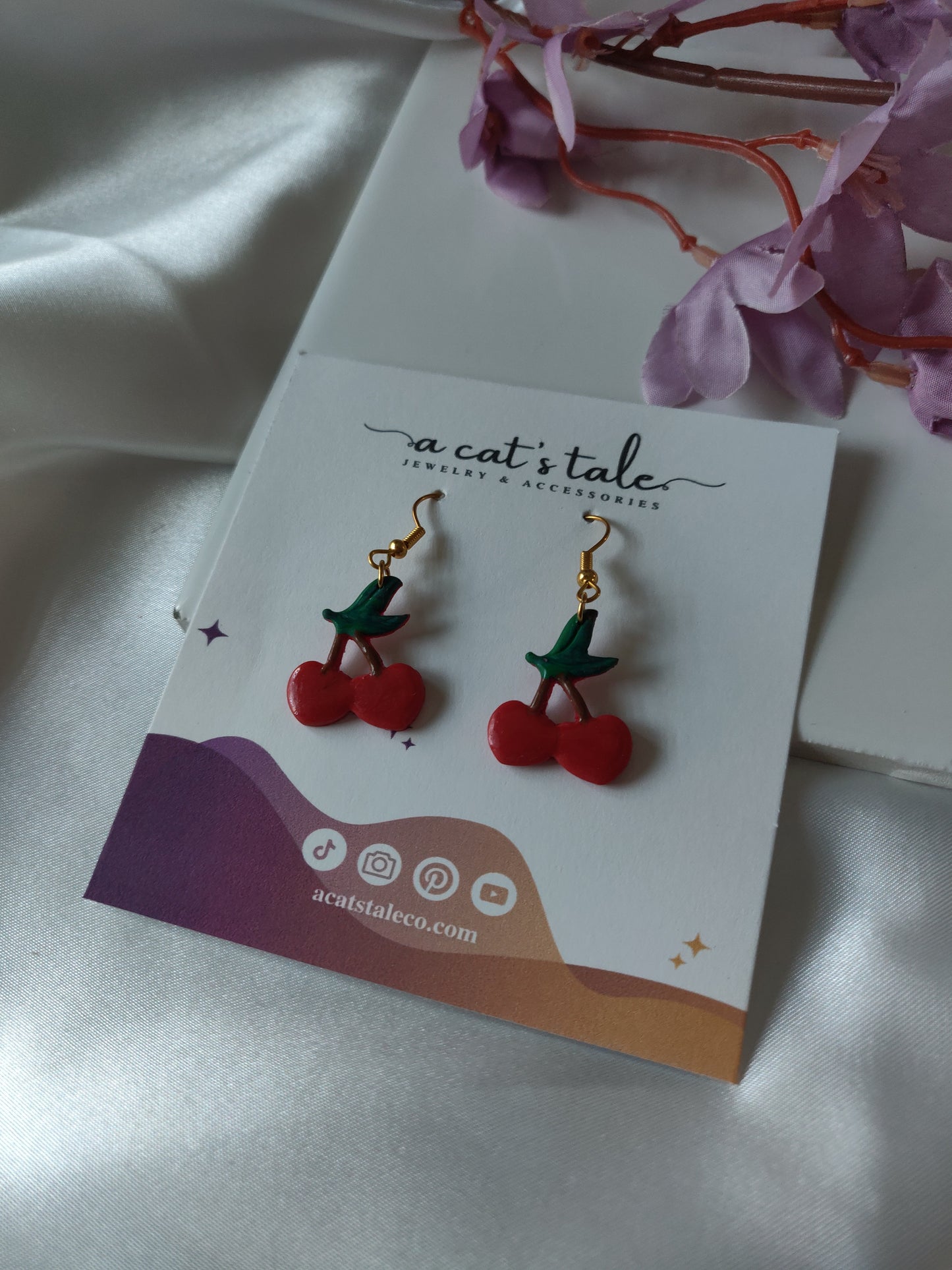 CHERRY HEART EARRINGS